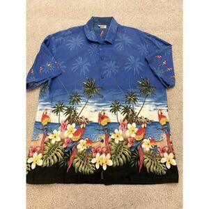 Pacific Legends Hawaiian Short Sleeve Button Down Shirt Parrots Beach Vibes 2XL